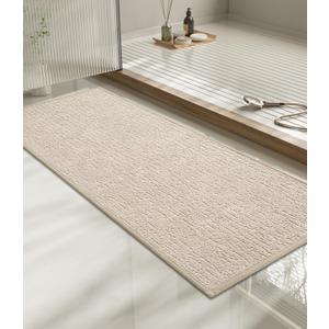 chakme Bathroom Rugs Mat 47x17, Ultra Thin Non Slip Bath Rug Runner Quick Dry Absorbent Bath Mat for Bathroom Floor, (Light Beige, 47"x17") (3'11" x 1'5"(Rectangular))
