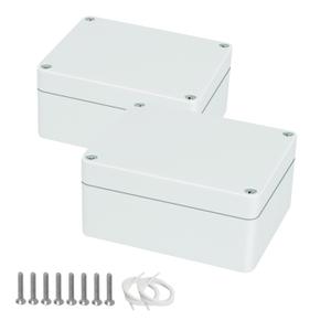 Project Box IP65 Waterproof Dustproof Junction Box ABS Plastic Enclosure Box for Electronics Gray White Outdoor Project 3.93"x2.68"x1.97"(100 x 68 x 50 mm)(2Pcs)