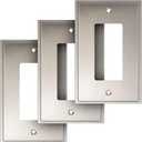 Henne Bery Soft Modern Decorative Wall Plate Switch Plate Outlet Cover (Single Decorator 3PK, Satin Nickel)