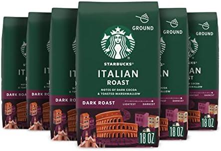 Starbucks Ground Coffee, Dark Roast Hot or Iced Coffee, Italian Roast, Six 18 oz Bags​ BB: 27 JUL 2026
