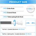 4 Pack Tension Rods for Windows 28 to 48 inch, Adjustable Curtain Rods No Drilling Spring Rods Extendable Pressure DIY Tension Rod for Window Closet Kitchen, White