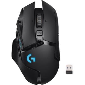 Logitech G502 Lightspeed Wireless Gaming Mouse with Hero 25K Sensor, PowerPlay Compatible, Tunable Weights and Lightsync RGB - Black