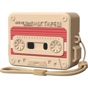 AirPods Pro 2 Case Cover, KOREDA Funny Cassette Tape Design Case for Airpods Pro 2nd Generation/1st Generation (2023/2022/2019), Cute Cartoon Fashion Silicone Protective Case for Women Men (Cinnamon Powder)