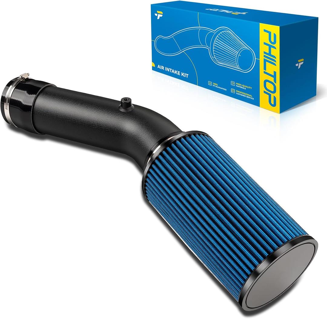 PHILTOP 4" Cold Air Intake Kit System Compatible with Ford F250 F350 Super Duty 1999.5 2000 2001 2002 V8 7.3L, Excursion 2000-2002 V8 7.3L, High Performance, Blue