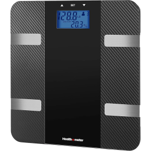 Health o meter Total Body Composition Carbon Fiber Weight Tracking Digital Scale for Body Weight, Bathroom Scale, Body Fat, Hydration Levels, BMI, Muscle Mass, Backlit LCD Display, 400 lbs Capacity