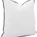 Howard Elliott Fluffy Throw Poly Insert Outdoor Pillow, Sunbrella Square Cushion Cover with Textured Trim Cording for Couch, Sofa, Indoor & Outdoor Use, 20 x 20 Inch, Seascape Natural