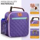 Genteen Kids Lunch Box, Lunch bag for Girls Teen,Insulated Soft Mini Cooler with Bottle Holder, Lightweight Reusable East-Clean LunchBox Back to School, Purple