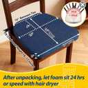 AAAAAcessories D-Shaped Chair Cushions, 2" Thick Dining Chair Pads with Ties and Removable, Machine-Washable Cover, 17" x 16", Set of 6, Blue