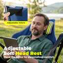 Hammock Camping Chair with Footrest, Oversized Swinging Folding Camp Chair for Adults, Adjustable Back & Seat, Heavy Duty Rocking Chair with Cup Holder & Pillow for Outdoor Patio Lawn RV, Blue