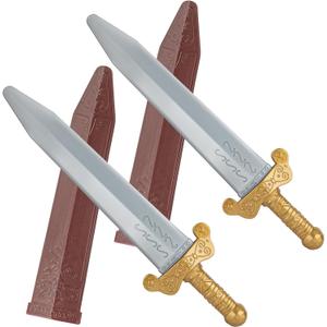 2pcs Toy Sword for Kids,19" Plastic Roman Sword with Sheath for Boys Pretend Play,Knight Costume,Role-Play Accessory,Halloween (2pcs)