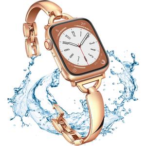 Gold Stainless Steel Band Compatible Apple Watch Slim Starlight Bracelet Women 38mm 40mm 41mm 46mm 42mm 44mm 45mm 49mm.Jullstar Dressy Bling Silver Rose Gold Thin Metal Bangle for iphone Watch Wristband Series Ultra SE 10 9 8 7 6 5 4 3 2 1