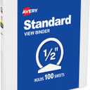 Avery Standard View 3 Ring Binder, 0.5" Round Rings, 100-Sheet Capacity, 0.7 Inch Wide Spine, 1 White Binder, Ideal for Lightweight Organization and Occasional Referencing (05706)