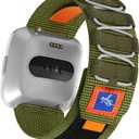 Nylon Loop Elastic Wide Replacement Bands Compatible with Fitbit Versa/Fitbit Versa 2 for Women Men, Soft Sport Adjustable Breathable Braided Straps for Fitbit Versa Lite/Versa SE. (Green)