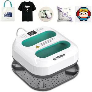 BetterSub Heat Press Machine - Portable & Compact Heat Transfer Machine, Suitable for T-Shirts, Bags, Pillows, Fuse Beads, Clothing Sublimation and HTV Vinyl Printing, 9"X9" Teal