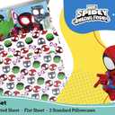 Sunny Side Up Spidey & His Amazing Friends Full Sheet Set - 4 Piece Kids Bedding Set Includes Pillow Cover - Super Soft Superhero Microfiber Sheets Features Miles Morales & Ghost Spider