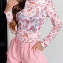 Western Mesh Top Women See Through Cowboy Shirt Mock Neck Country Concert Outfits Layering Sheer Long Sleeve Tops (S)