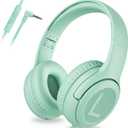 awatrue Kids Headphones for School Toddler Wired with Microphone Plug in Bulk Boys Headset Girls 3+ Year Old Green