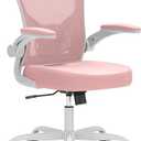Office Chair, Ergonomic Desk Chairs 330LBS Capacity High Back Mesh Computer with Flip-up Armrests, Comfy Work with Adjustable Lumbar Support, Rolling Swivel Executive Task (One Size, Grey Pink)