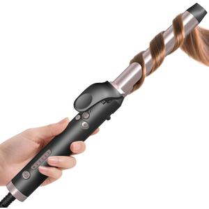 MQUPIN Rotating Curling Iron 0.75 inch Professional Automatic Wave Hair Curling Wand for Women, Dual Ceramic Voltage Fast Heating Hair Curlers for Long/Middle/Short All Hair (Rose Gold, 0.75 INCH)