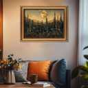 Gold Framed Vintage Wall Art for Room Decor Moon Forest Wall Dark Woodland Wildflower Canvas Prints Painting for Living Kitchen Bathroom Bedroom Desktop Artwork 12x16 Inch