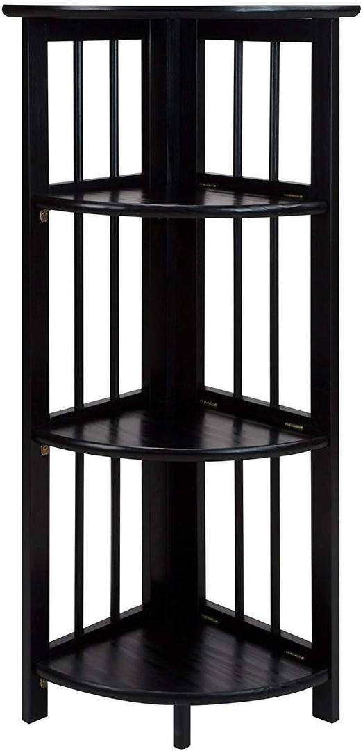 Casual Home 4 tier Corner Folding Bookcase, Black