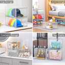 Thickened Clear Shoe Storage Organizer with Magnetic Door, Sturdy Stackable Shoe Boxes for Closet, Collapsible Space-Saving Shoe Rack for Sneakers & Boots, Plastic Shoe Cabinet Box Set, 6 Pack, White