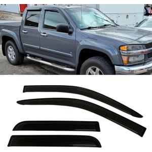 Smoke Tinted Window Visors Rain Sun Vent Guard Shade Compatible with Chevrolet Colorado Canyon Crew Cab 4-Door 2004-2012