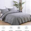 SheRest Queen Quilt Bedding Set - Gray Soft Breathable Bed Quilts, Modern Style Embossed Bedspreads, Lightweight Microfiber Reversible Coverlet for All Seasons-3 Pieces (1 Quilt,2 Pillow Shams)