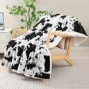 Cow Print Electric Blanket- Twin Size Cozy Soft Knitted Sherpa Heated Blanket with 4 Heat Levels & 4 Hours Auto-Off, Overheating Protection, Warm Gifts, 62"x84"