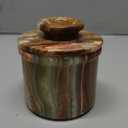 Oceanic Marble Butter Crock with Lid: 4" Gray Marble Handmade Butter Storage Dish - Stylish Kitchenware
(Onyx Green)