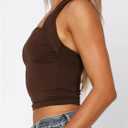 Women Sexy Halter Neck Backless Tank Top Open Back Sleeveless Slim Fit Y2k Summer Tops (Brown, S)