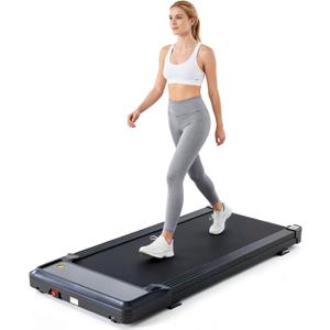 Sweetcrispy Compact Armless Treadmill for Small Spaces, Quiet Under-Desk Walking Pad, Slim & Portable Design for Home Office Workouts, Ideal for Apartments and Work-from-Home Fitness, Bright Black