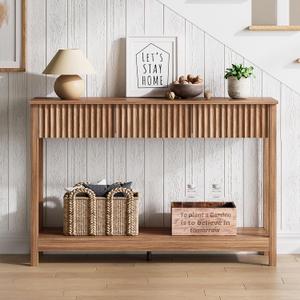 47" Fluted Console Table with 3 Drawers and Storage Shelf, 1 Tier