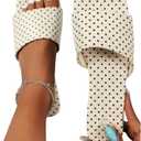 Verdusa Women's Polka Dots Square Toe Slip On Sandals Casual Summer Slides (White)