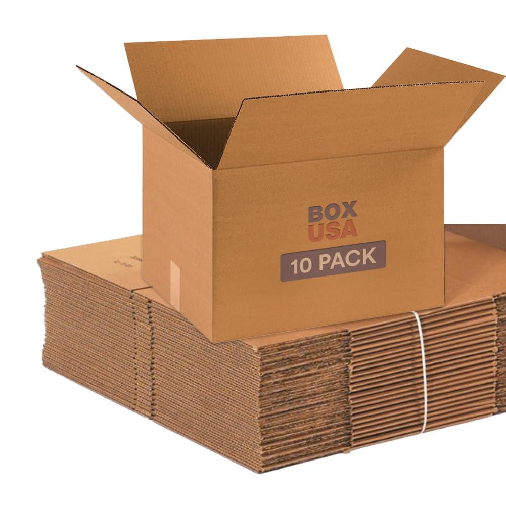 BOX USA Medium Moving Boxes 18x14x12 Hold 65 lbs for Shipping & Packing 10-Pk