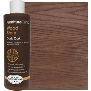 Furniture Clinic Wood Stain | Dark Oak | Water Based | Fast Drying, Low Odor, & Non-Toxic | for Indoor & Outdoor Furniture and More | Multiple Finishes | (8.5oz / 250ml)