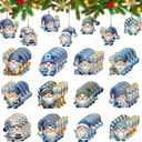 36Pcs 12-Design 3.14-Inch Hanukkah Gnome Wooden Ornaments with Hemp Rope