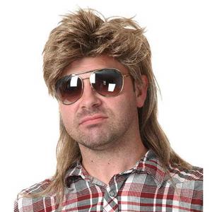 Kaneles Mullet Wigs for Men 80s Costumes Fancy Party Accessory Cosplay Halloween Wig (Light Brown)