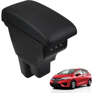 Consoles Armrest Compatible with Honda Fit Jazz 2009-2013 Center Console Box with USB Charge Armrest Box Accessories Black