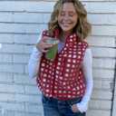 Women Checkered Sherpa Fleece Vest Zip Up Sleeveless Jacket (Medium)