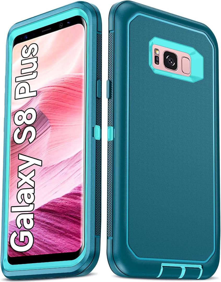 LeYi for Samsung Galaxy S8 Plus Case, Upgrade 3-in-1 Full Body Shockproof Rubber Outer Cover Heavy Duty Tough Rugged Dustproof Defender Protection Case for Samsung Galaxy S8 Plus, Teal