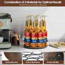 Nuovoware 9 Bottles Rotating Coffee Syrup Rack, Coffee Syrup Rack Organizer Carbon Steel Frame with Wooden Base Bottle Holder for Syrups Table Top Thermos Liquor, Brown+Black