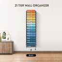 SUPEASY 21-Tier Wall File Holder Organizer with Hooks, Mesh Hanging File Organizer, Mail Organizer Wall Mounted for Papers, Folders, Office Magazine Rack, Assembly Needed, Black