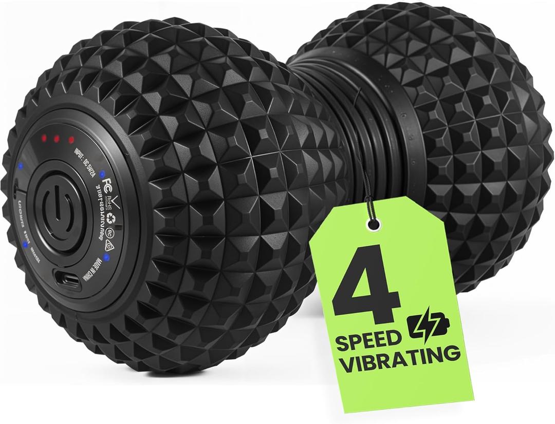 4-Speed Vibrating Peanut Massage Ball for Targeted Muscle Relaxation & Mobility Support | Textured Deep Pressure Roller | Compact & Rechargeable
