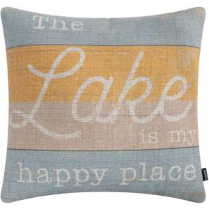 TRENDIN The Lake is My Happy Place Pillow Covers 18x18 Inch Farmhouse Lake Decoration for Home Decorative Pillow Cover for Couch Square PL1023TR (Yellow)