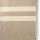 Thick Alpaca Wool Blanket Queen Size Heavyweight for Camping Outdoors or Using Indoors | Soft Peruvian Alpaca Wool Blankets (Beige - Ivory Stripes 2, Queen)