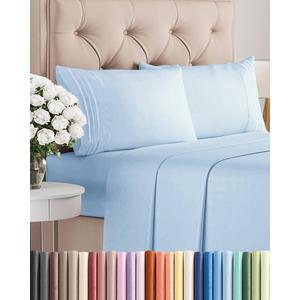 Utopia Bedding Twin Fitted Sheets - Bulk Pack of 2 Bottom Sheets - Soft Brushed Microfiber - Deep Pockets - Shrinkage & Fade Resistant - Easy Care (Twin, Blue)