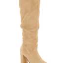 Juliet Holy Womens Knee High Boots Chunky Block Heel Wide Calf Round Toe Side Zipper Pull On Suede Winter Dress Shoes
