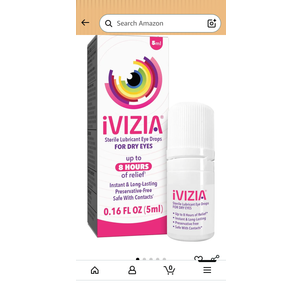 iVIZIA Sterile Lubricant Eye Drops for Dry Eyes, Preservative-Free, Moisturizing, Dry Eye Relief, Contact Lens Friendly, 0.16 fl oz Bottle   Exp : 02/2027
