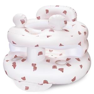 Inflatable Baby Seat for Babies 3-36 Months[Squeaky Sound & Anti-Fall Design] Inflatable Chair with Sound-Making Ears, Baby Seat for Sitting-Up Practice, Built-in Air Pump (Ear Bear)